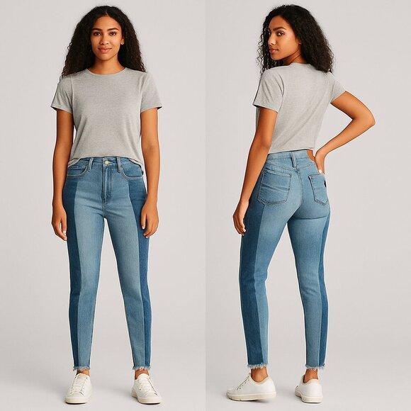 American Eagle Two Tone Vintage Hi Rise Skinny Jeans Size 2 - Picture 4 of 16